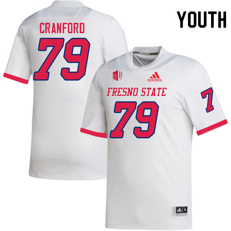 Youth #79 James Cranford Fresno State Bulldogs College Football Jerseys Stitched Sale-White - Click Image to Close